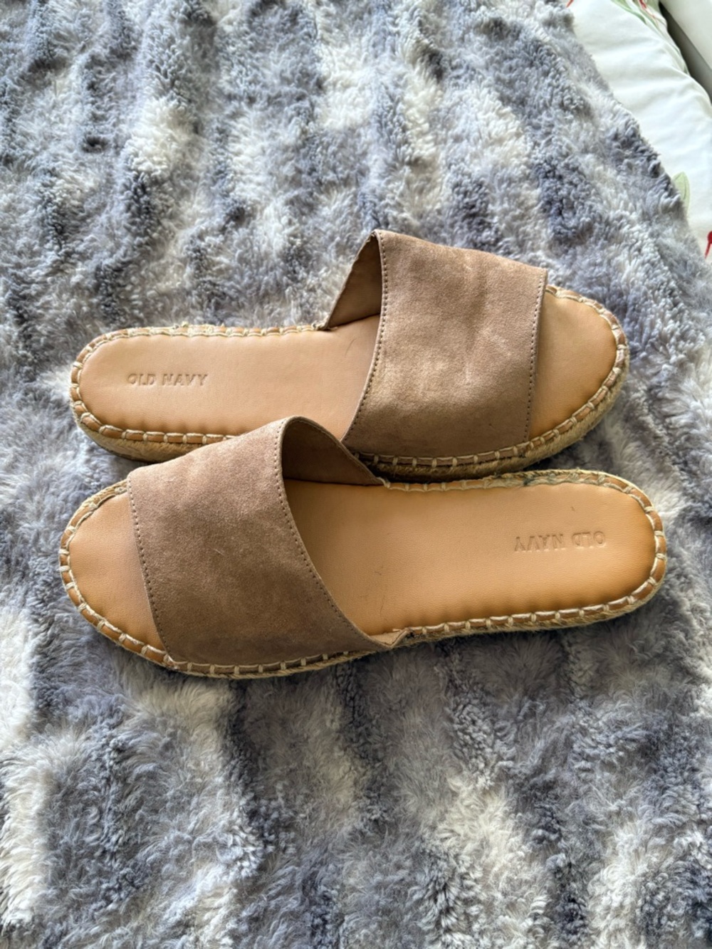 Old Navy Taupe Slide Espadrille Sandals